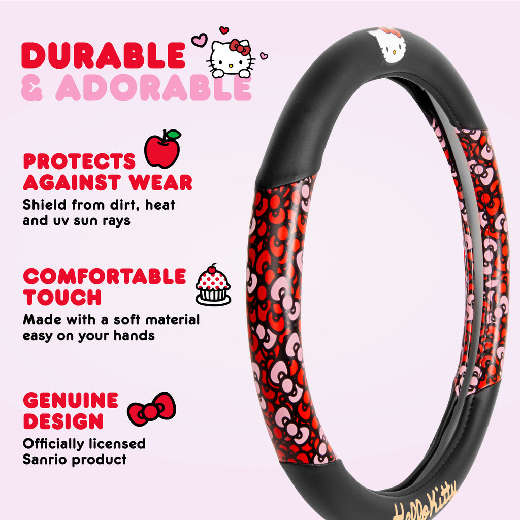 Official Sanrio Hello Kitty Bows Steering Wheel Cover (Standard 14.5" - 15.5")