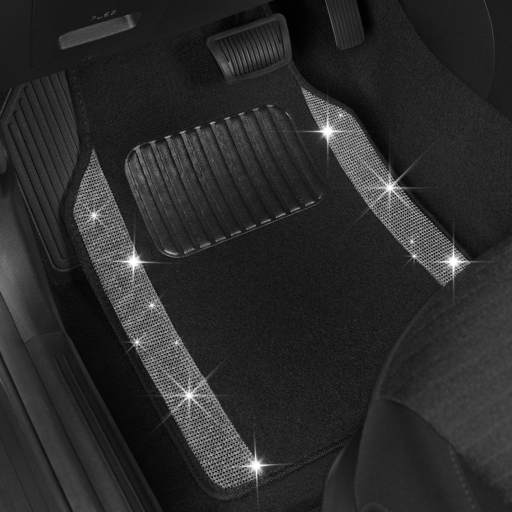 4-Piece Diamond Bling Front Floor Mats & Rear Floor Mats