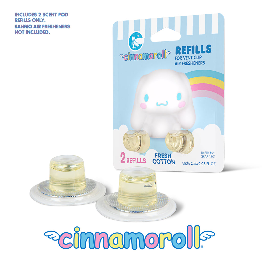 Official Sanrio Cinnamoroll Car Air Freshener Refills 2-Pack - Fresh Cotton Scent – Cute Hello Kitty & Friends Car Accessories (2 Refills)