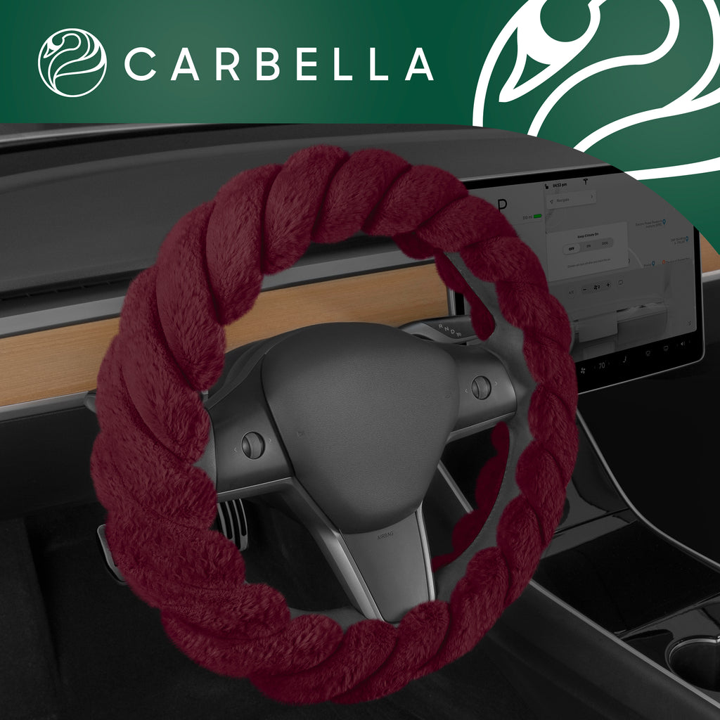 Holiday Edition Twisted Plush Faux Fur Steering Wheel Cover (Standard 14.5" - 15.5") - Red - Red