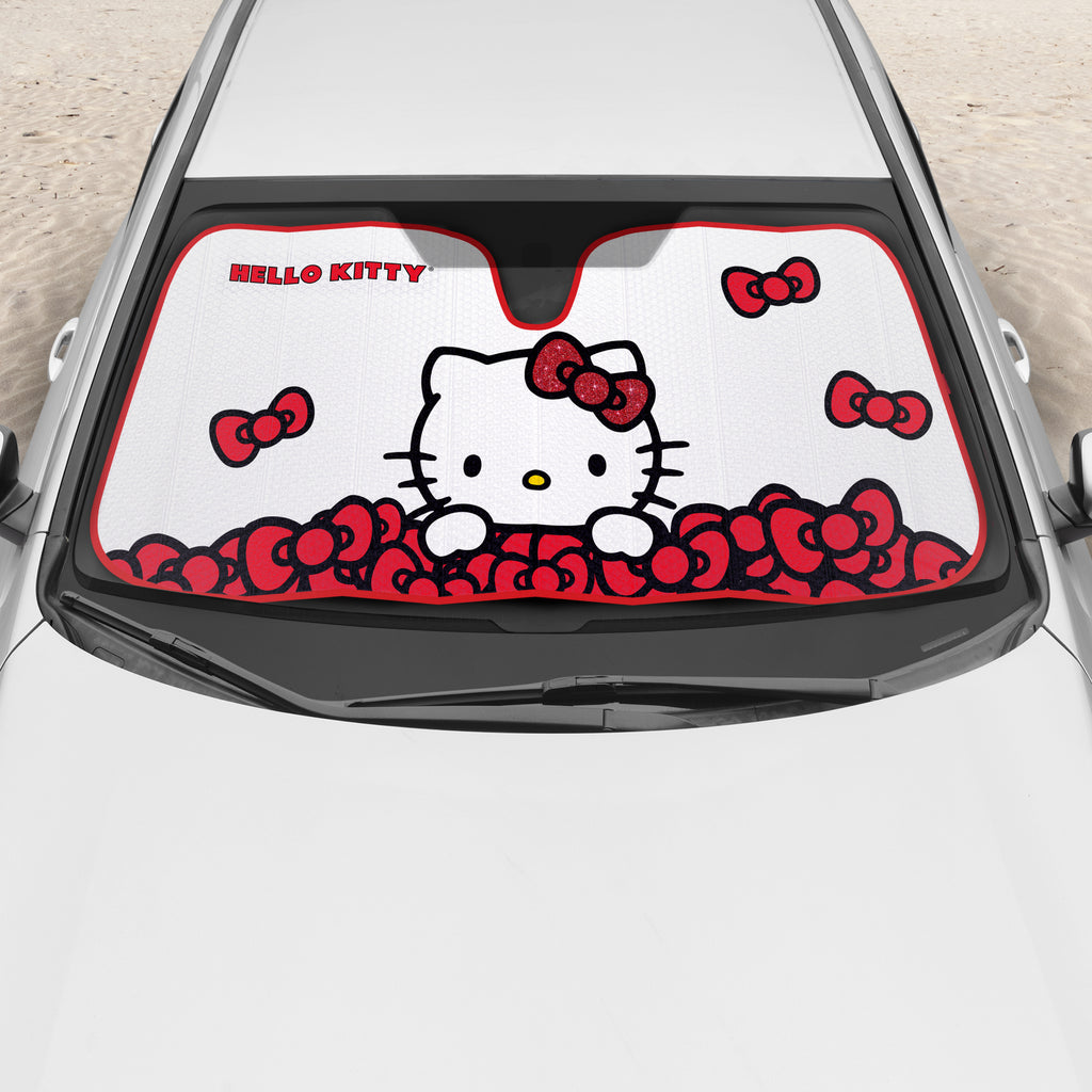 Official Hello Kitty Front Windshield Sunshade Red Bow Dreams (58" x 27")