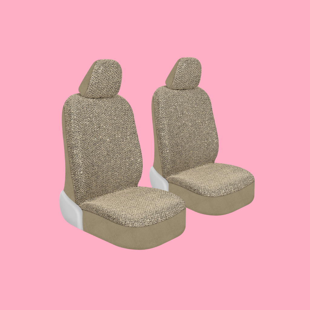 2-Pack Sequin Tweed Front Seat Cover - Beige - Beige