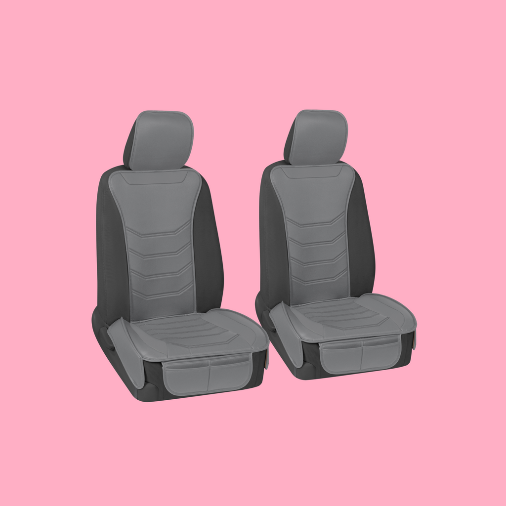 2-Pack LuxeFit Leatherette Front Seat Covers - Gray - Gray,Front (2-Pack)