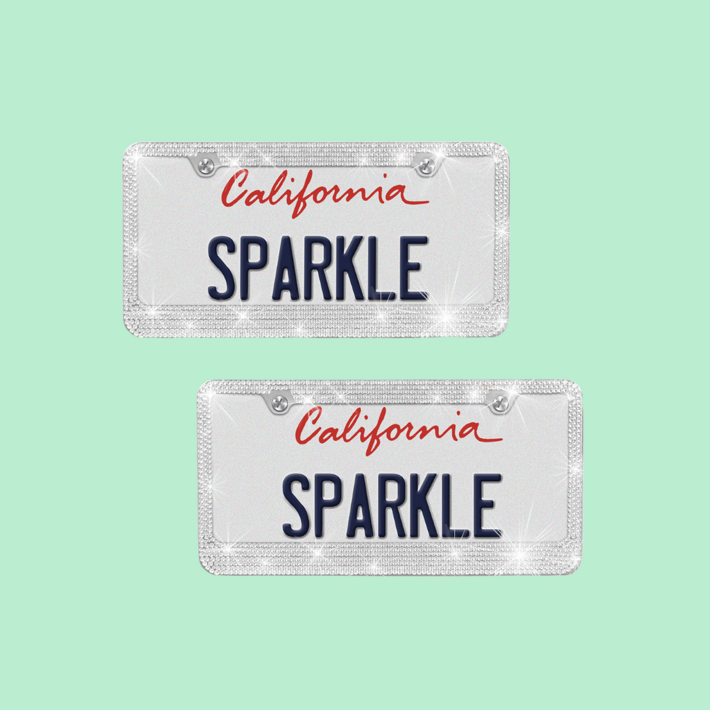 2-Pack Crystal License Plate Frame - Silver - 2-Pack,Silver