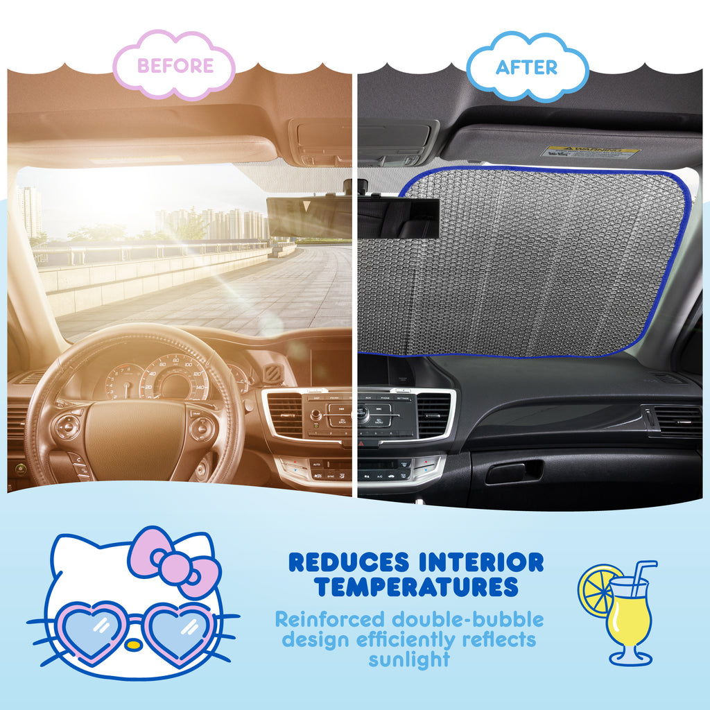 Official Sanrio Hello Kitty Summer Sailing Front Windshield Sunshade (58" x 28")