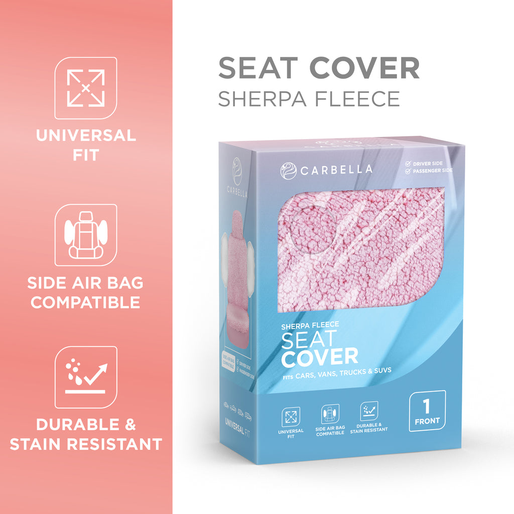 Sherpa Fleece Car Seat Covers - Pink - Pink