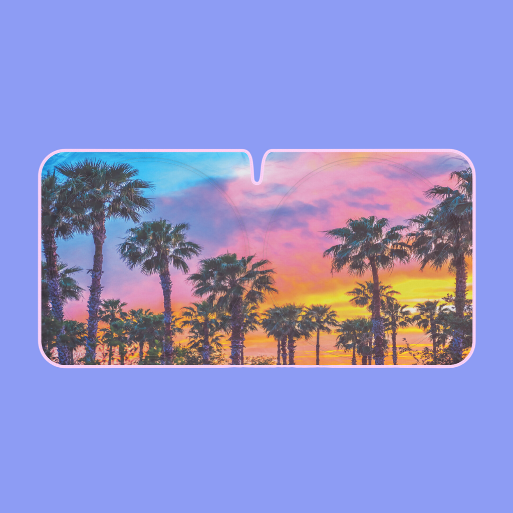 Palm Tree Pink Sunset WindShield PopUp Sunshade for Car