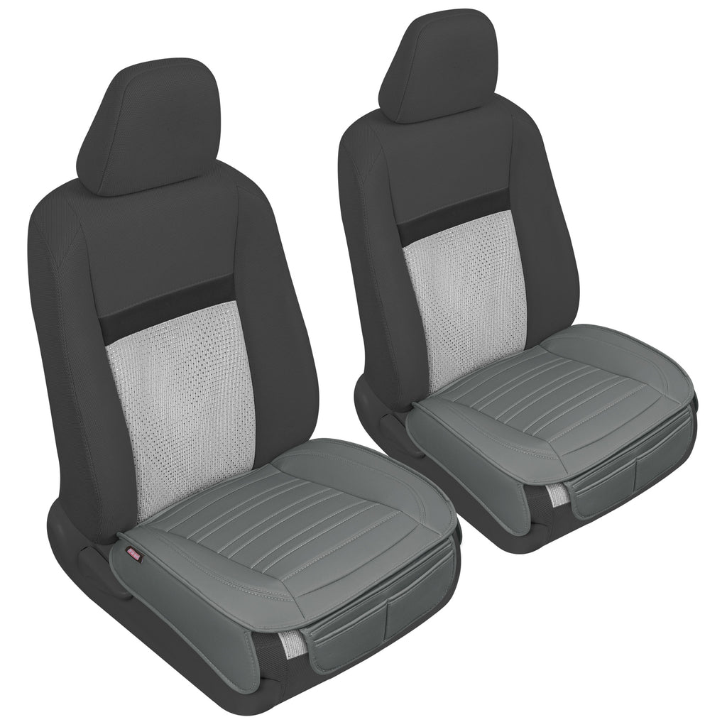 2-Pack Leatherette Padded Front Seat Covers - Gray - Gray,Front (2-Pack)