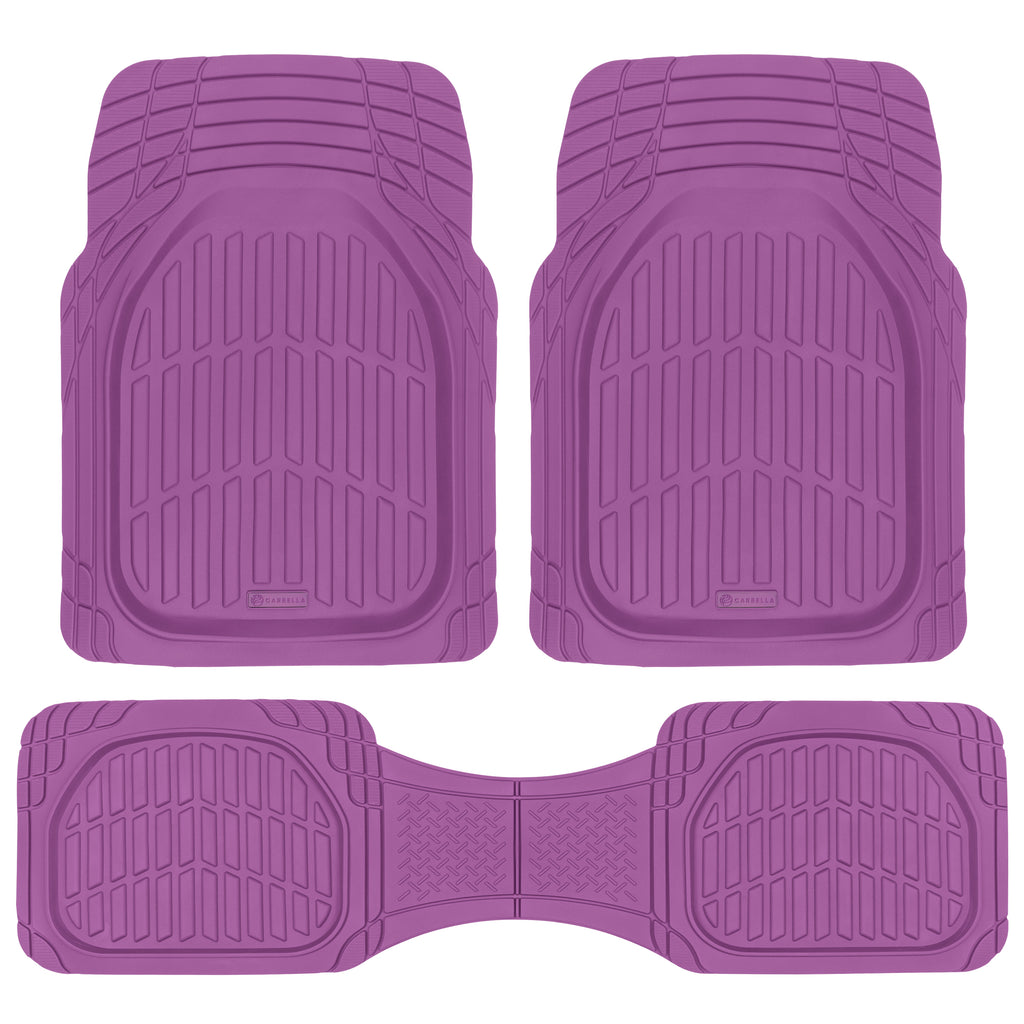 3-Piece Front Floor Mats and Rear Floor Mats - Heavy Duty Deep Dish - Purple - Purple