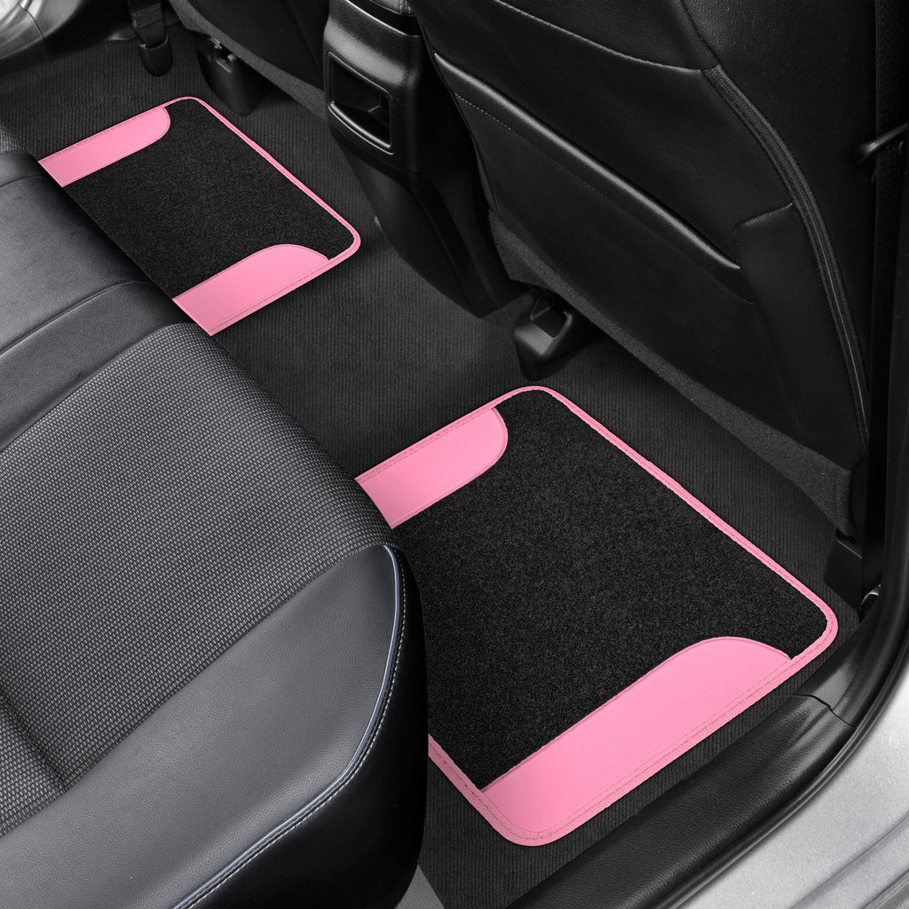 4-Piece Two-Tone Carpet Leatherette Front Floor Mats & Rear Floor Mats