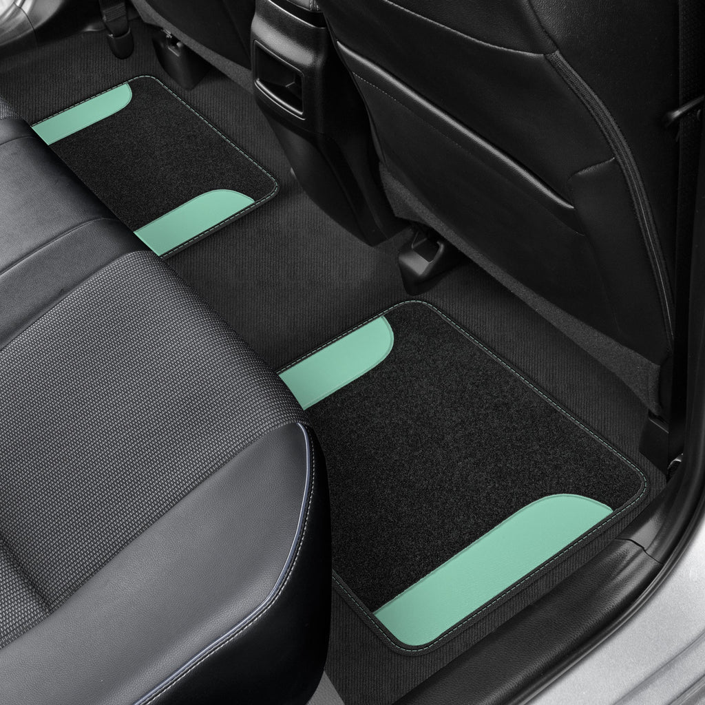 4-Piece Two-Tone Carpet Leatherette Front Floor Mats & Rear Floor Mats