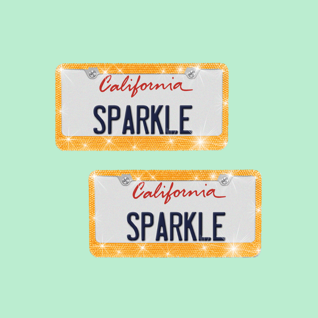 2-Pack Crystal License Plate Frame - Gold - 2-Pack,Gold