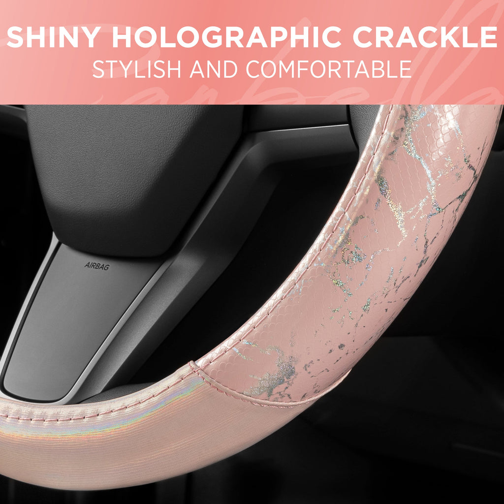 Holographic Crackle Leatherette Steering Wheel Cover (Standard 14.5" - 15.5")