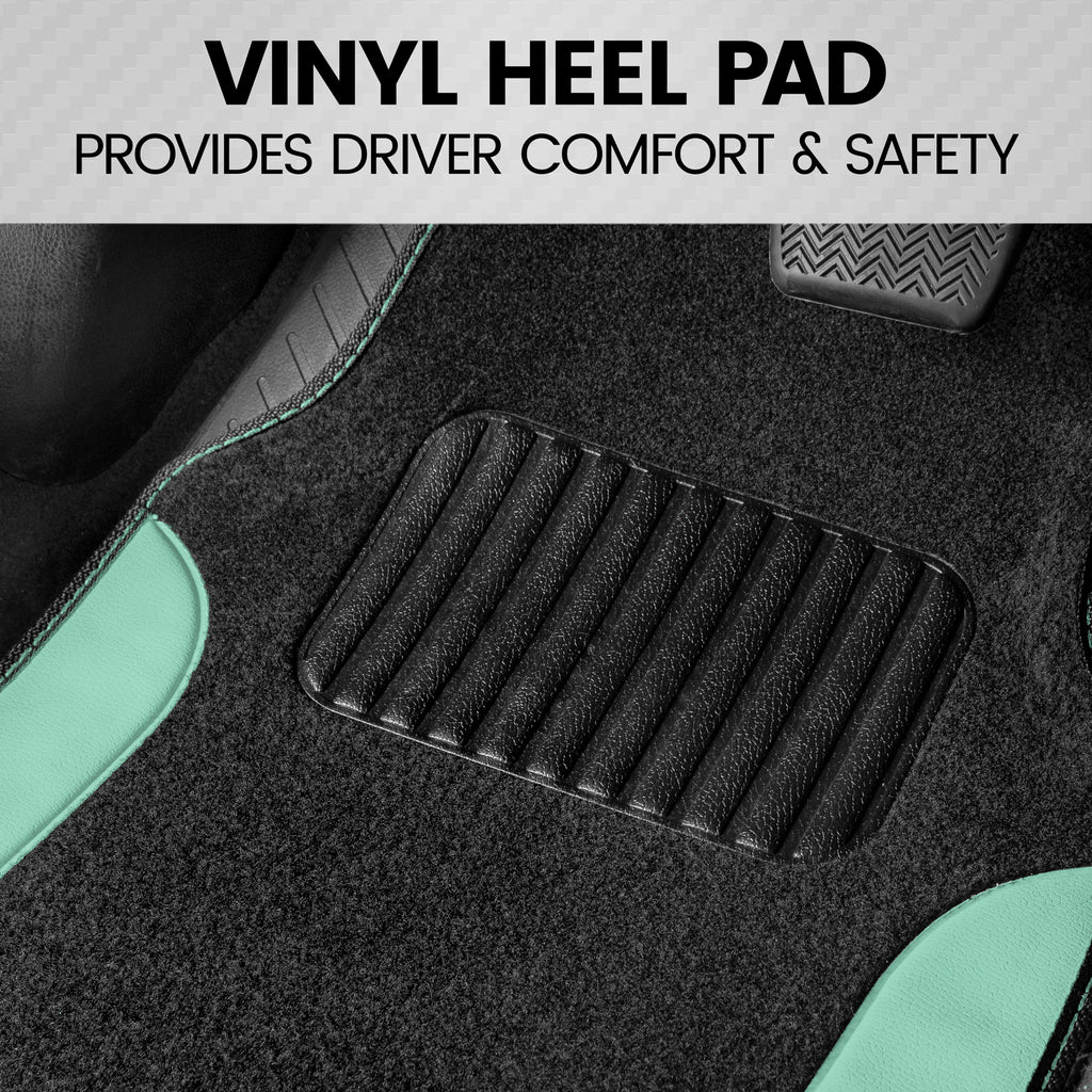 4-Piece Carpet Leatherette Front Floor Mats & Rear Floor Mats - Mint - Mint