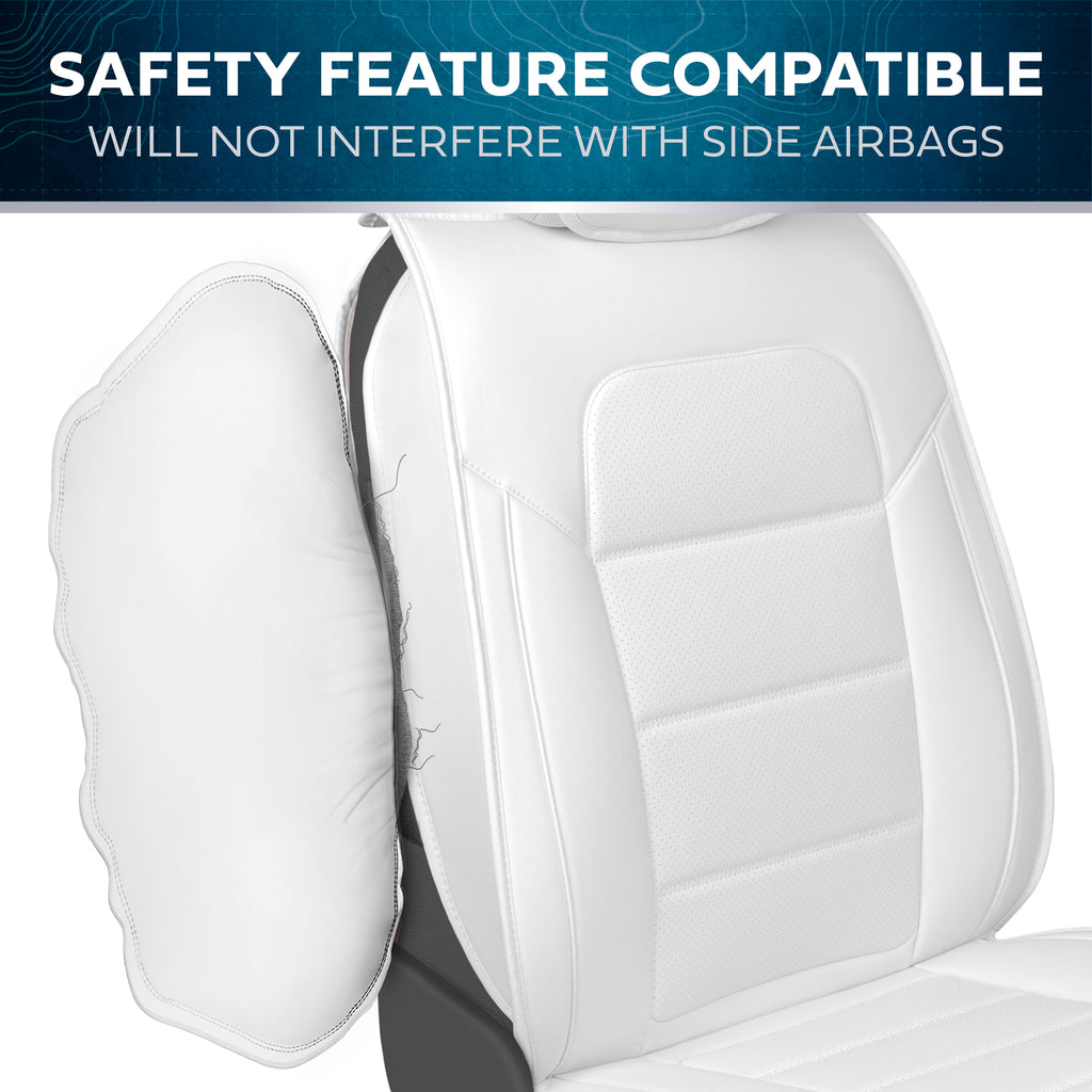 MotorBox 2-Pack Classic Edition Leatherette Front Seat Covers - White