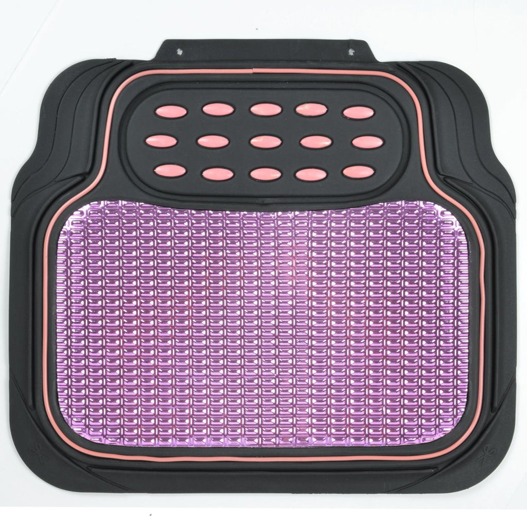 4-Piece Metallic Rubber Front Floor Mats & Rear Floor Mats