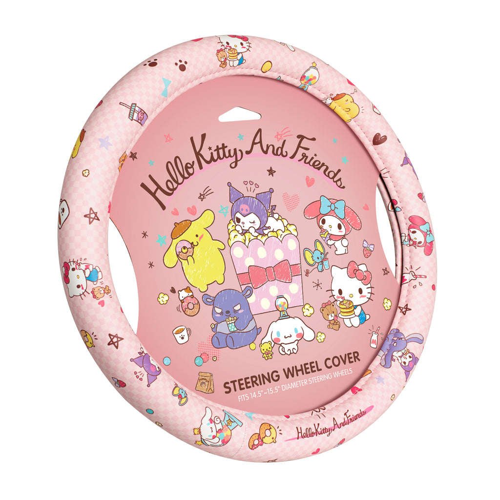 Hello Kitty and Friends Steering Wheel Cover, Universal Fit Cute Accessories for Women, Stylish Decor Gift Hello Accessories - Fits Standard Wheels 14.5"-15"