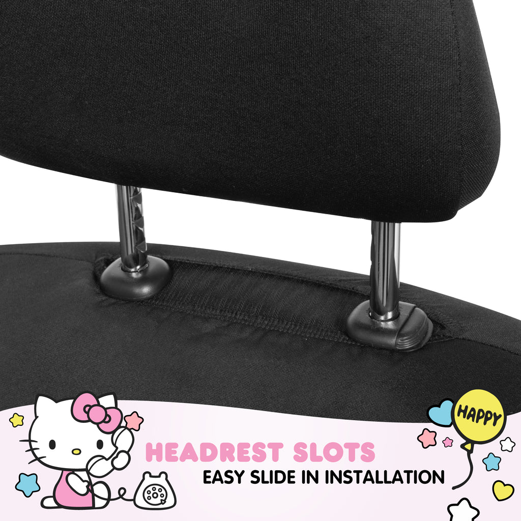 Sanrio Hello Kitty Car Seat Cover - Cute and Durable Pink Front Seat Cover, Adorable Hello Kitty Design, Comfortable and Long-Lasting Polyester, Hello Kitty & Friends Car Accessories 1pc Black/Pink