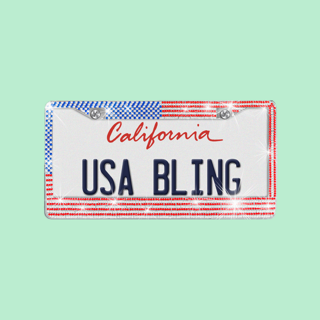 USA Crystal License Plate Frame - 1 Piece