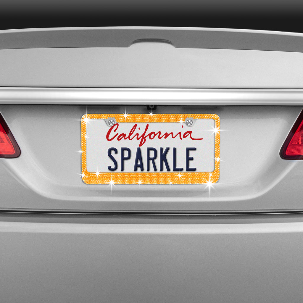 Single Crystal License Plate Frame - Gold - Single,Gold