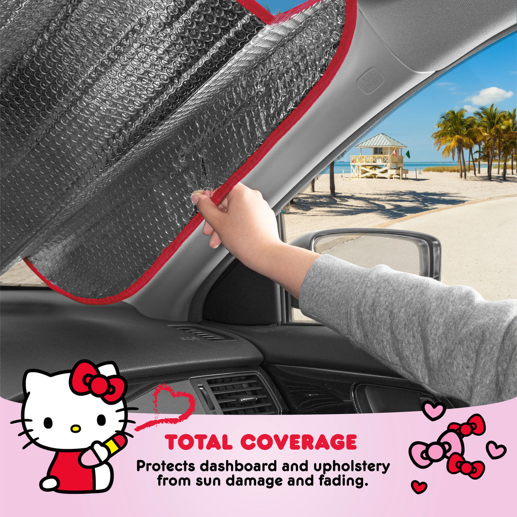 Official Hello Kitty Front Windshield Sunshade Red Bow Dreams (58" x 27")