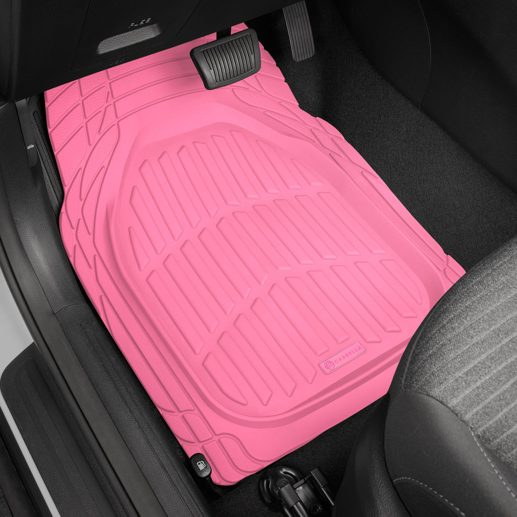 3-Piece Front Floor Mats and Rear Floor Mats - Heavy Duty Deep Dish - Pink - Pink