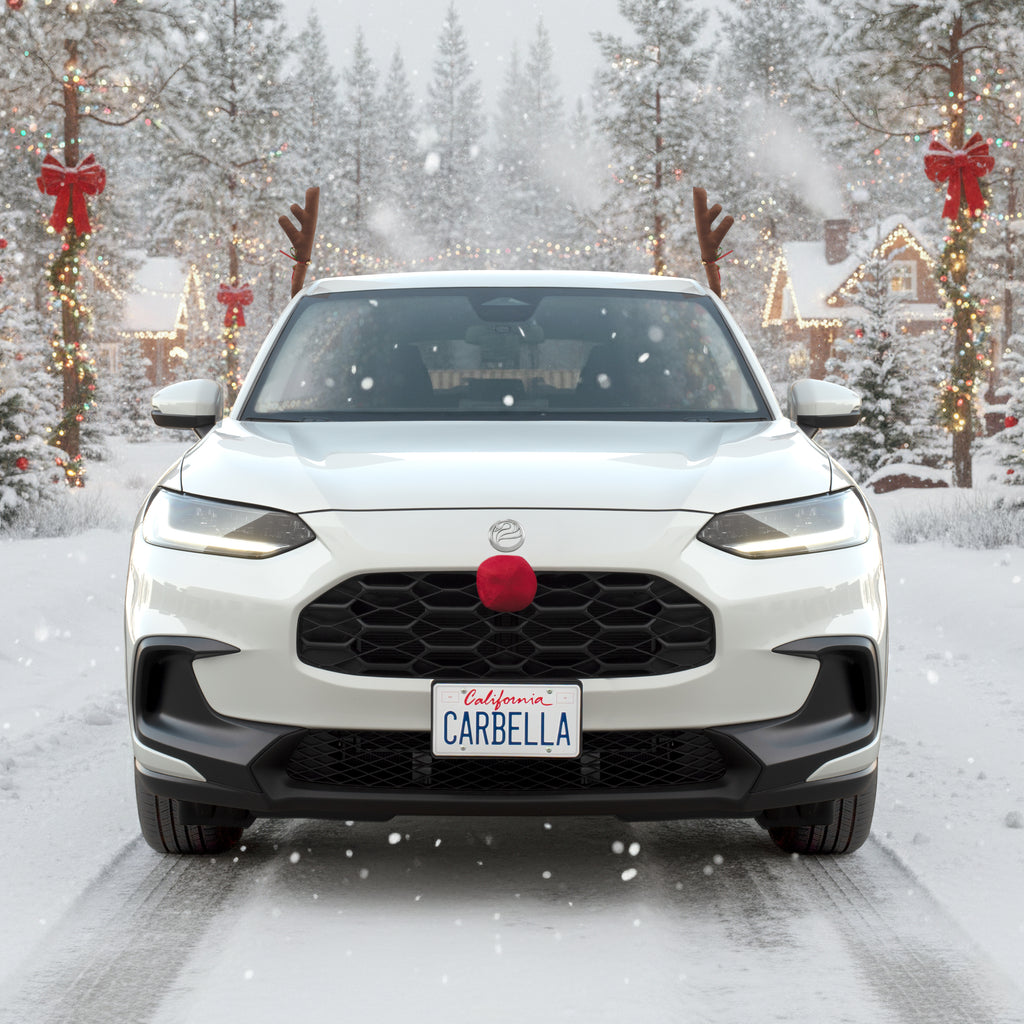 Carbella Car Christmas Reindeer Antlers and Nose - Xmas Decorations for Car - Window Holiday Kit for Car Truck Van SUV