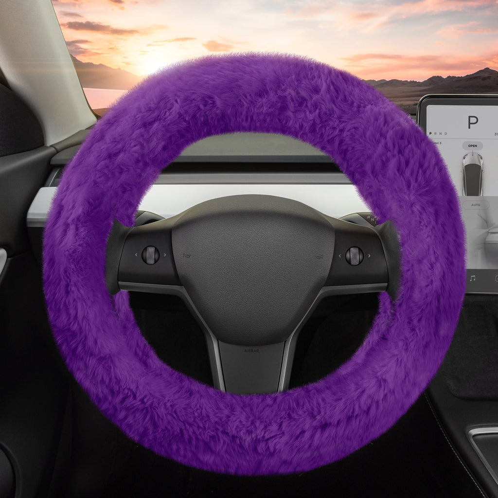 Plush Faux Fur Steering Wheel Cover (Standard 14.5" - 15.5")