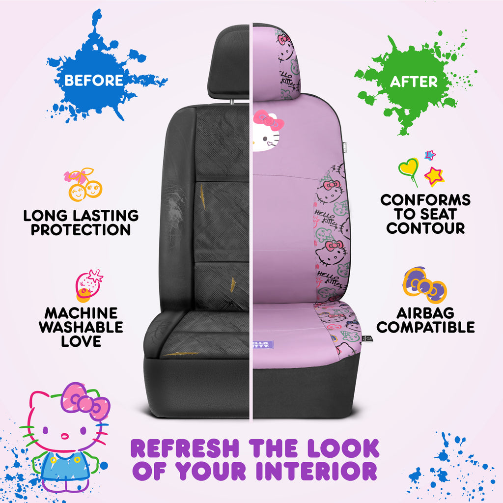 Hello Kitty Car Seat Covers - Cute Purple Seat Covers, Car Accessories Gift Hello Kitty Accessories 2pc Lavender Car Seat Covers