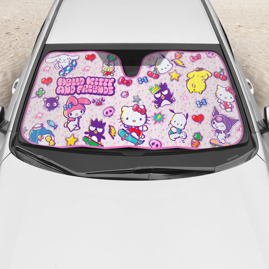 Official Sanrio Hello Kitty and Friends Front Windshield Sunshade (58" x 28")