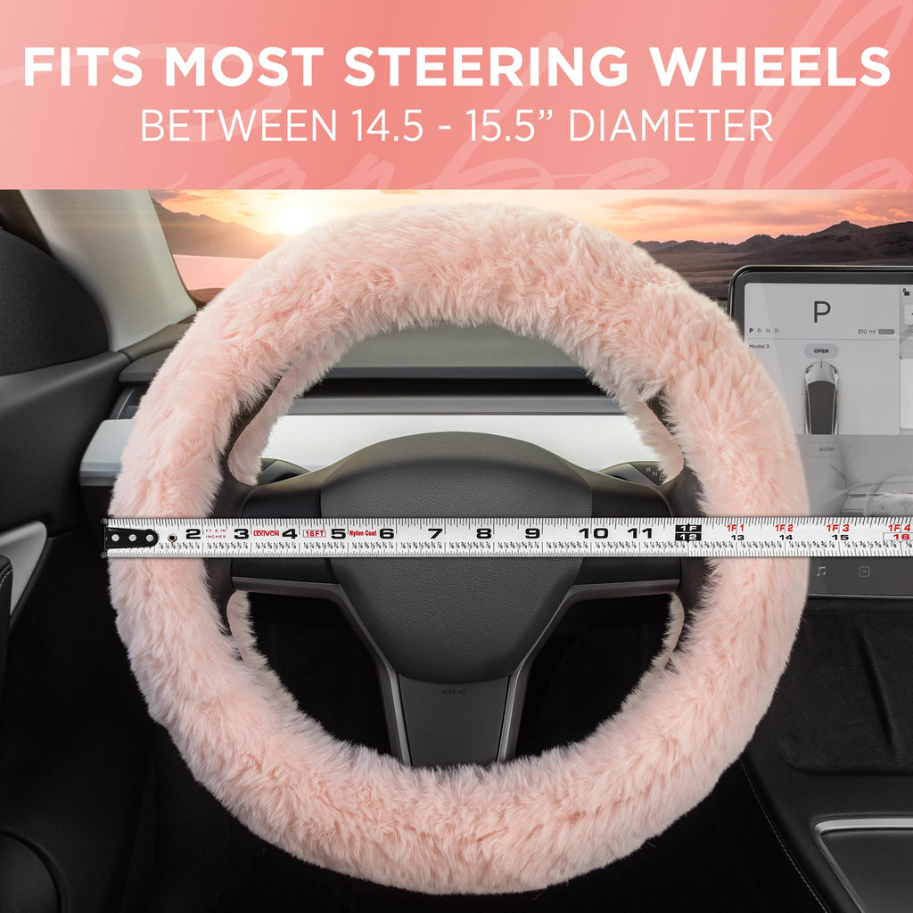 Plush Faux Fur Steering Wheel Cover (Standard 14.5" - 15.5")