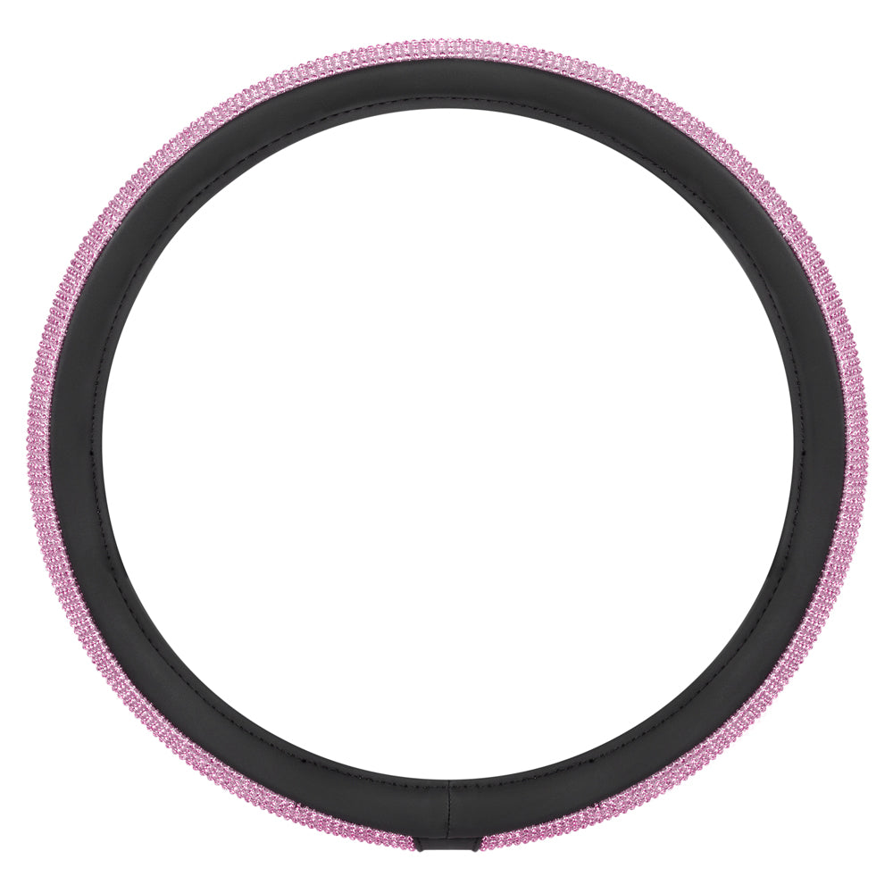 Crystal Diamond Bling Steering Wheel Cover (Standard 14.5" - 15.5") - Pink - Pink