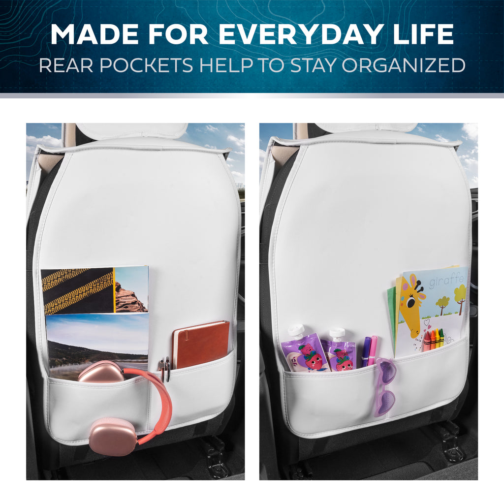 MotorBox 2-Pack Classic Edition Leatherette Front Seat Covers - White