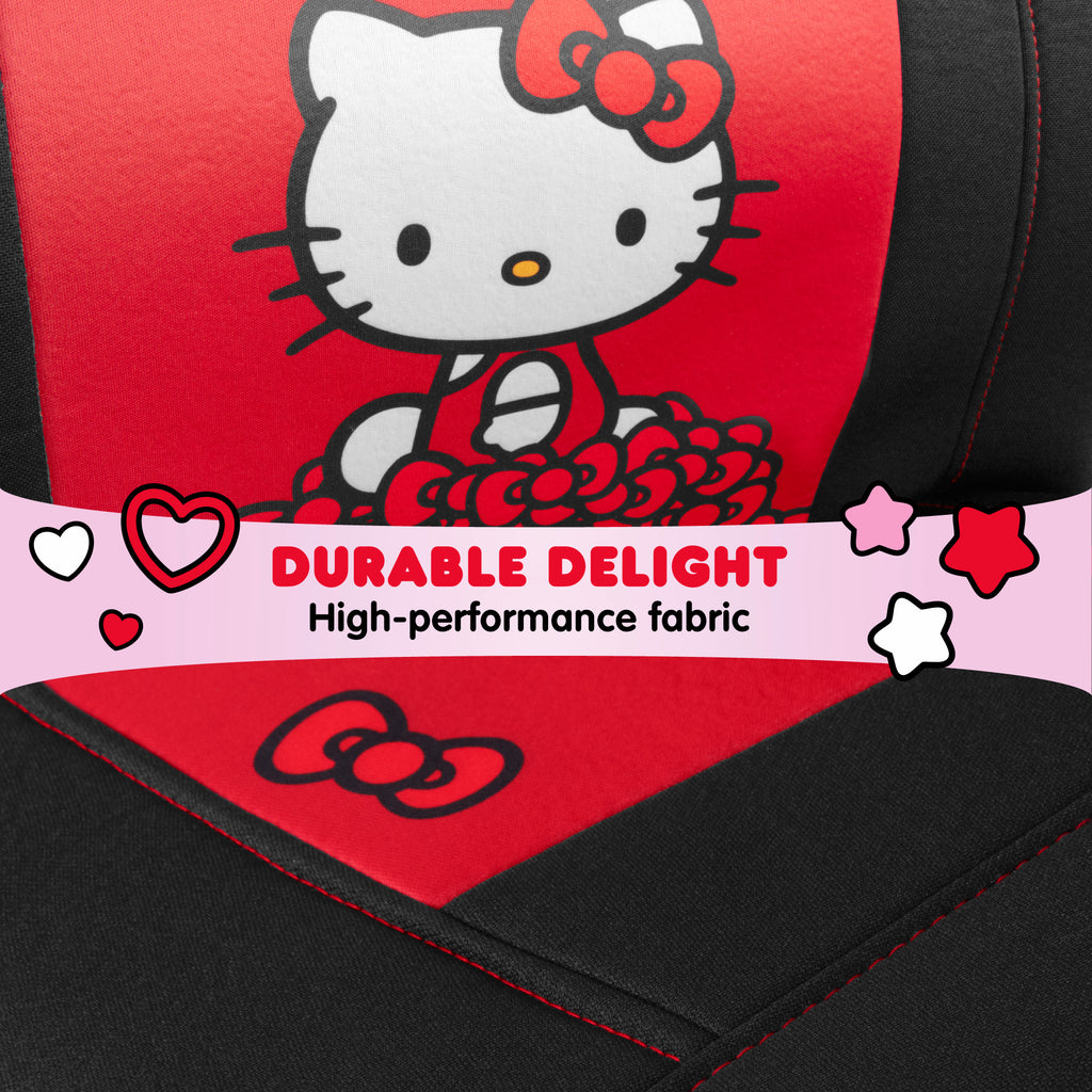 Sanrio Hello Kitty Car Seat Cover - Stylish Black and Red Front Seat Cover with Cute Bow Design, Durable and Comfortable Polyester, Hello Kitty & Friends Car Accessories 2pc