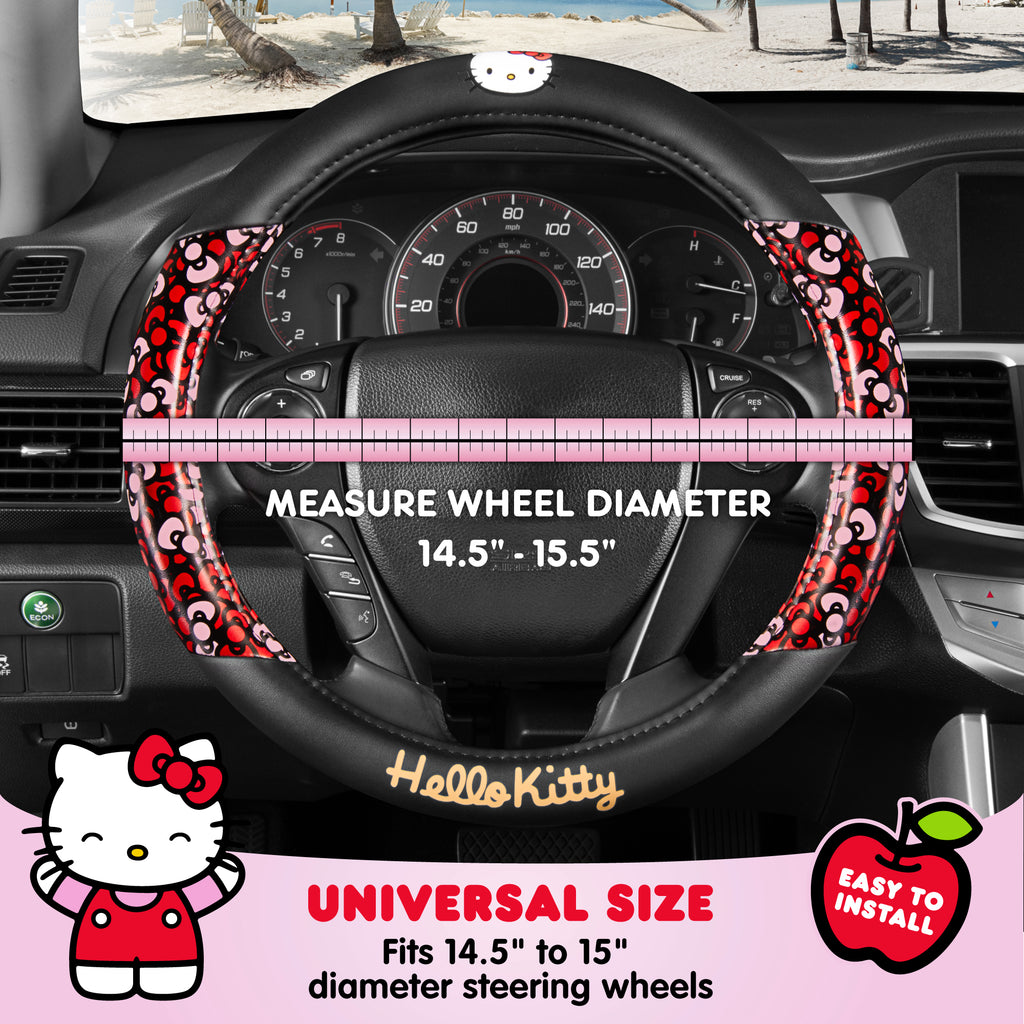 Official Sanrio Hello Kitty Bows Steering Wheel Cover (Standard 14.5" - 15")