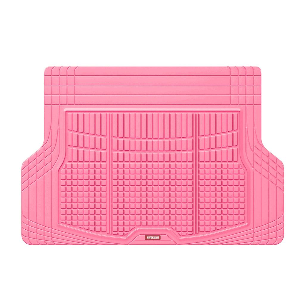 Motor Trend FlexTough Rear Cargo Mat – Heavy-Duty Trimmable Car Trunk Mat for Back of SUV, Universal Rear Cargo Liner for SUV, Flexible Trunk Liner, Automotive Floor Mats & Cargo Liners (Pink)