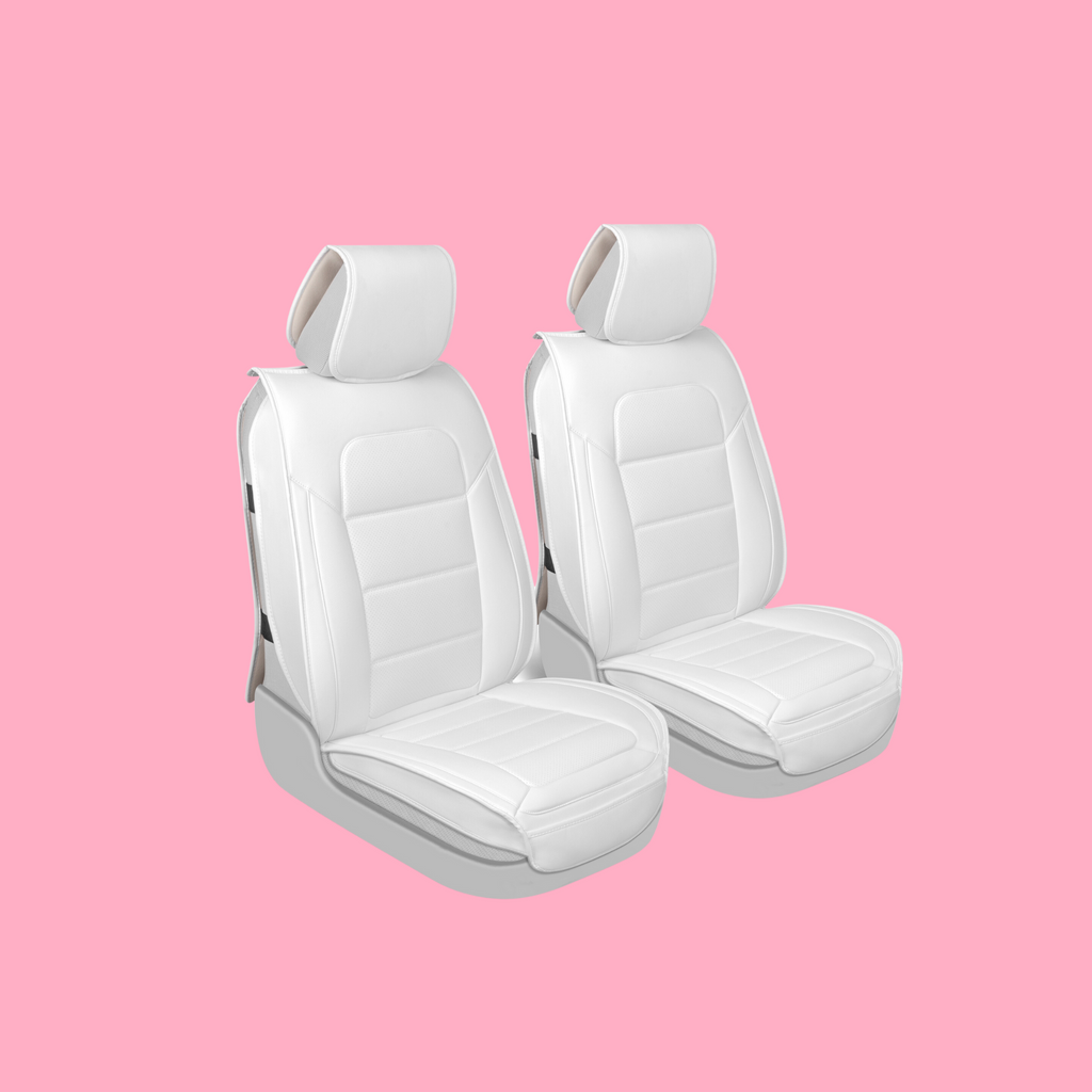 MotorBox 2-Pack Classic Edition Leatherette Front Seat Covers - White