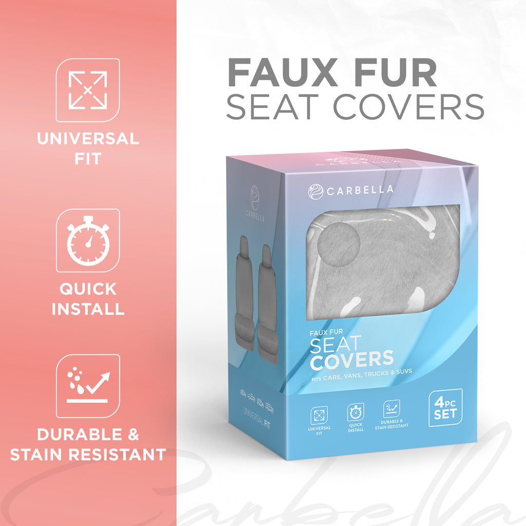 2-Pack Plush Faux Sheepskin Fur Car Seat Covers - Gray - Gray