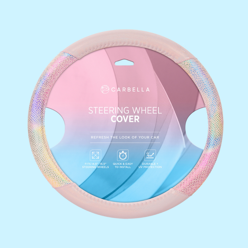 Rainbow Mermaid Steering Wheel Cover (Standard 14.5" - 15.5") - Pink