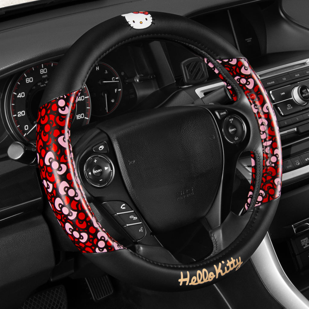 [Bundle] Hello Kitty Steering Wheel Cover, Official Sanrio Car Steering Wheel Cover with Easy Clip-on Car Air Freshener – Cute and Long-Lasting Hello Kitty Air Freshener for Car, Odor Eliminator, Fun Scents