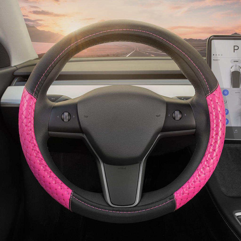 Sequin Diamond Bling Leatherette Steering Wheel Cover (Standard 14.5" - 15.5")