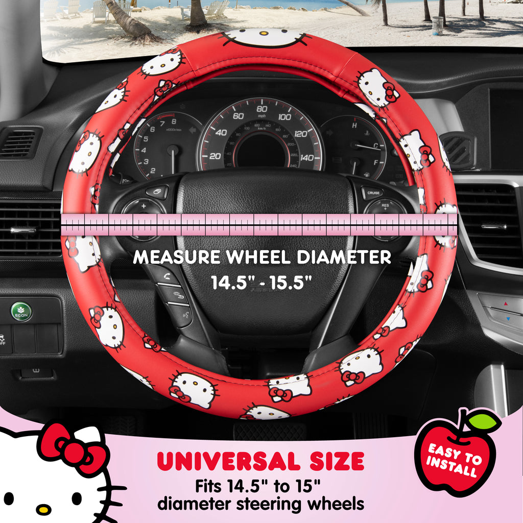 [Bundle] Hello Kitty Steering Wheel Cover, Official Sanrio Car Steering Wheel Cover with Easy Clip-on Car Air Freshener – Cute and Long-Lasting Hello Kitty Air Freshener for Car, Odor Eliminator, Fun Scents