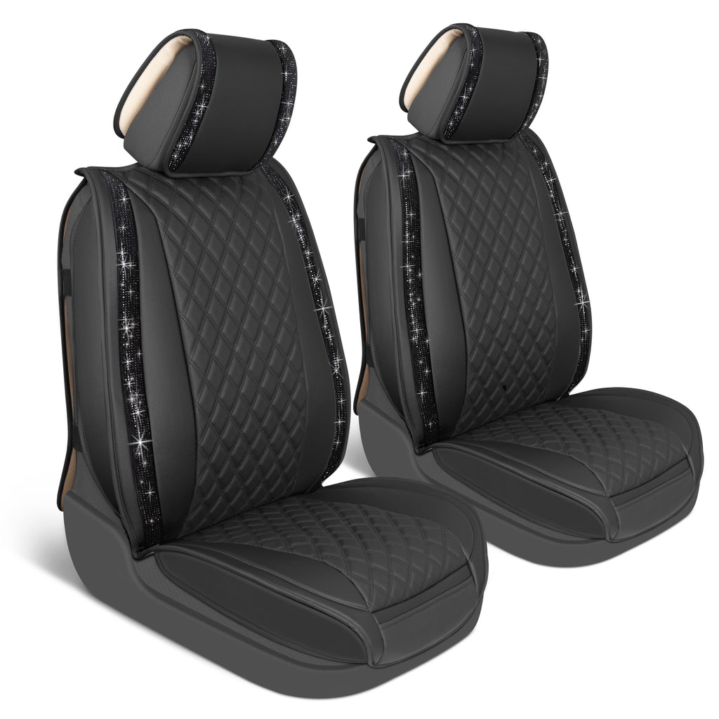 2-Pack Shimmer Ride Front Seat Covers - Black - Black