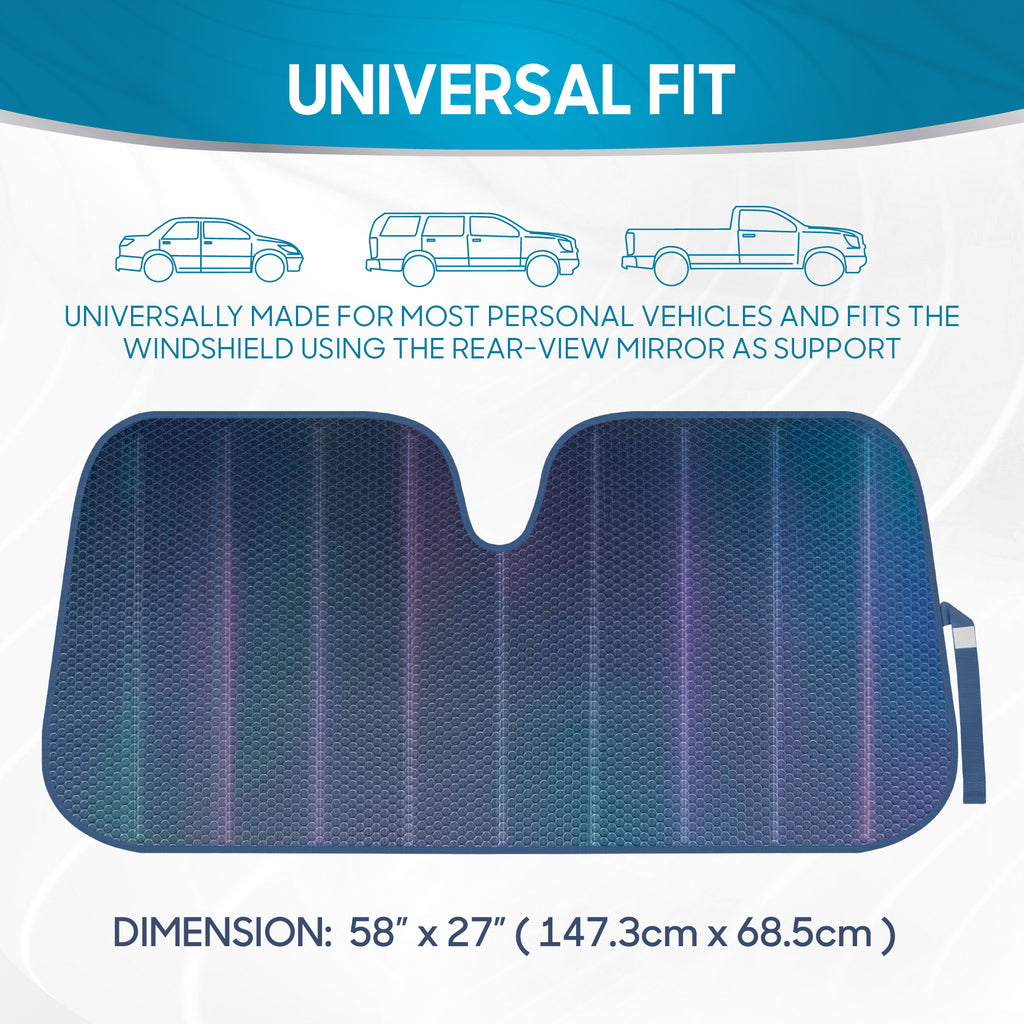 Iridescent Shine Front Windshield Sunshade (58" x 27") - Black - Black