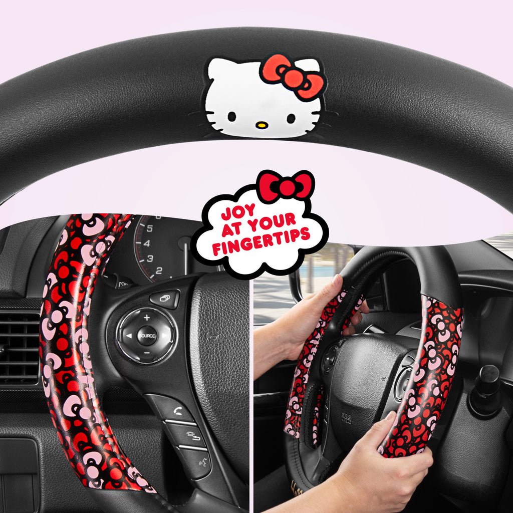 Official Sanrio Hello Kitty Bows Steering Wheel Cover (Standard 14.5" - 15")