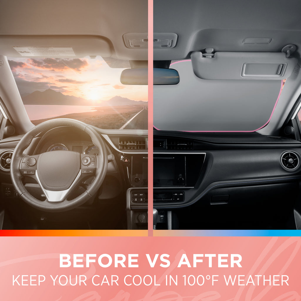 2-Piece Metallic Cling-On Window Sun Shade - Pink