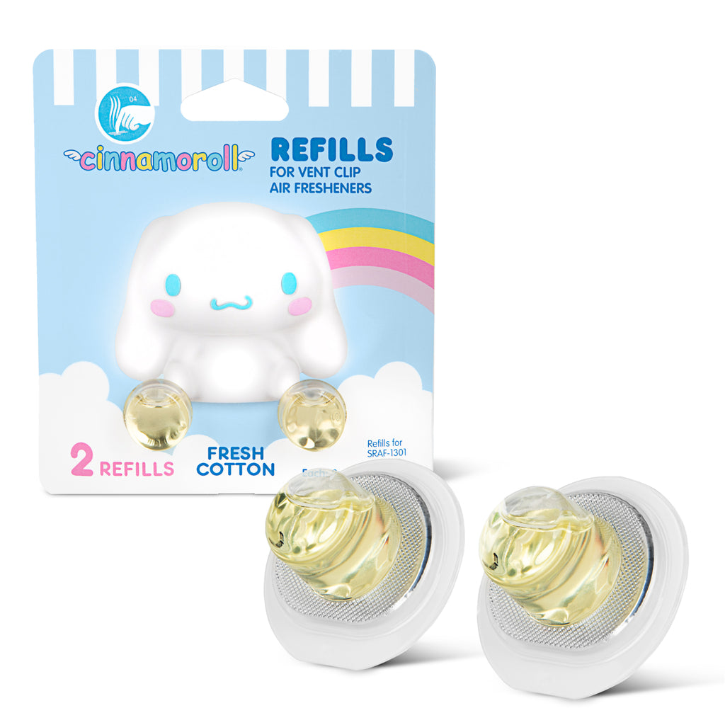 Official Sanrio Cinnamoroll Car Air Freshener Refills 2-Pack - Fresh Cotton Scent – Cute Hello Kitty & Friends Car Accessories (2 Refills)