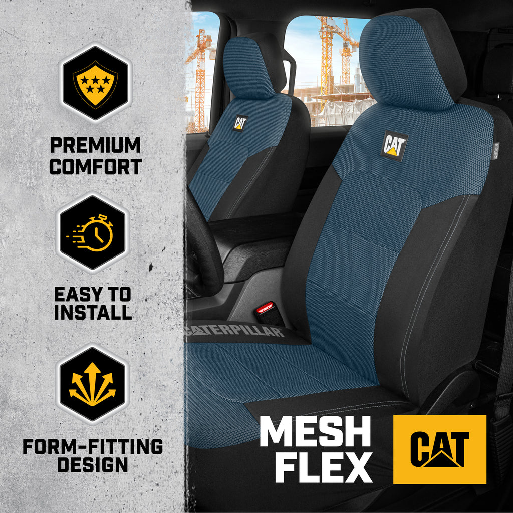 Cat MeshFlex Automotive Seat Covers for Cars Trucks and SUVs (Set of 2) – Blue Car Seat Covers for Front Seats, Truck Seat Protectors with Comfortable Mesh Back, Auto Interior Covers