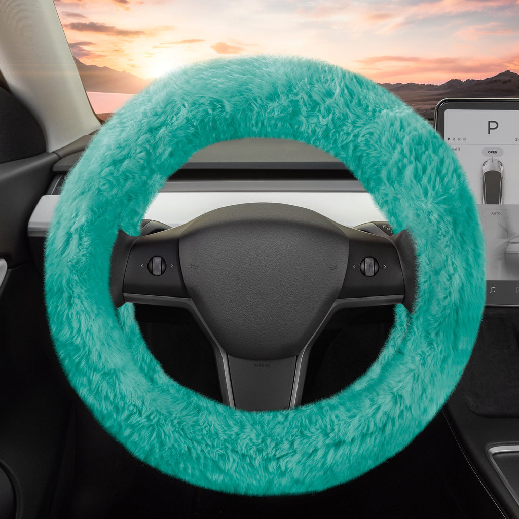 Plush Faux Fur Steering Wheel Cover (Standard 14.5" - 15.5")