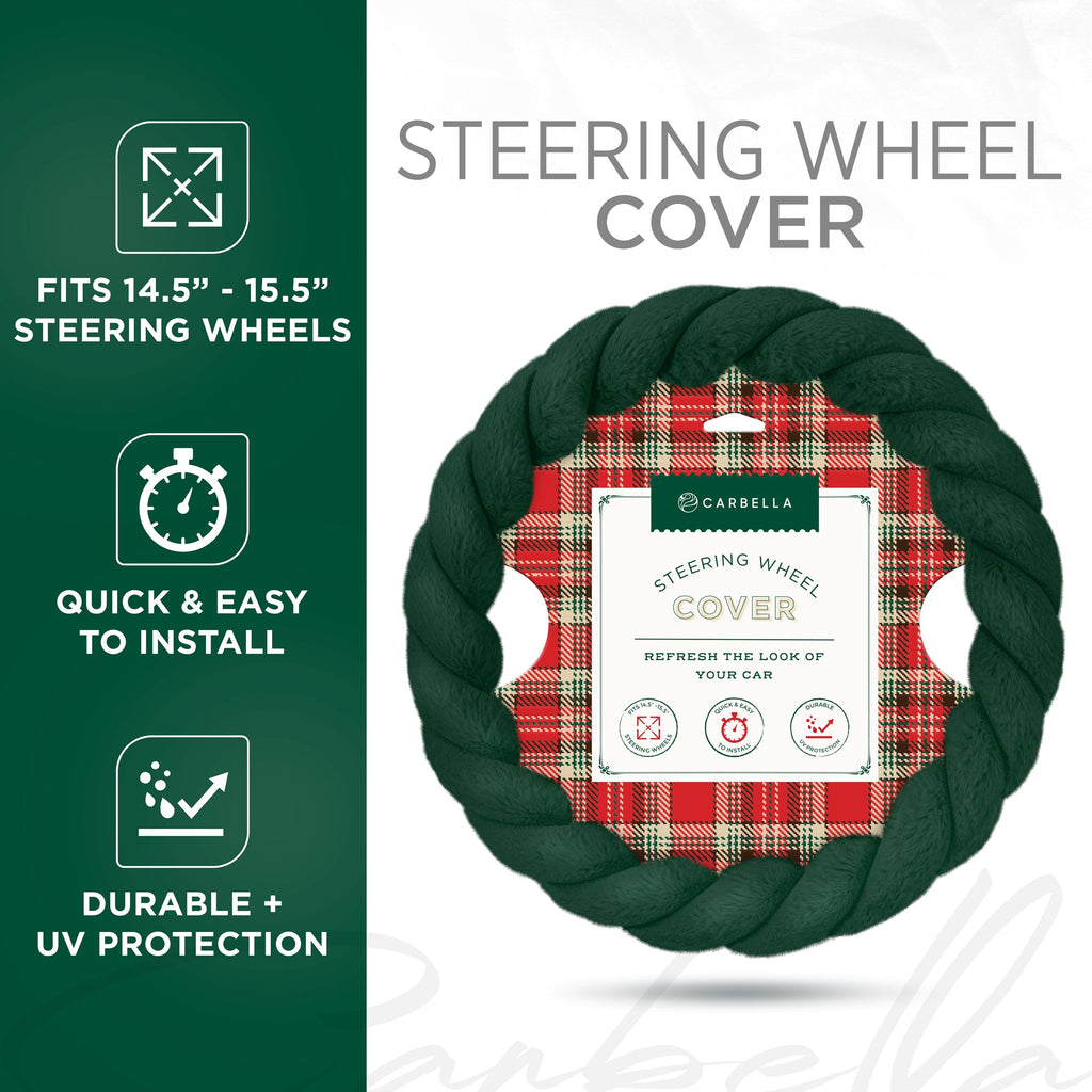 Holiday Edition Twisted Plush Faux Fur Steering Wheel Cover (Standard 14.5" - 15.5")